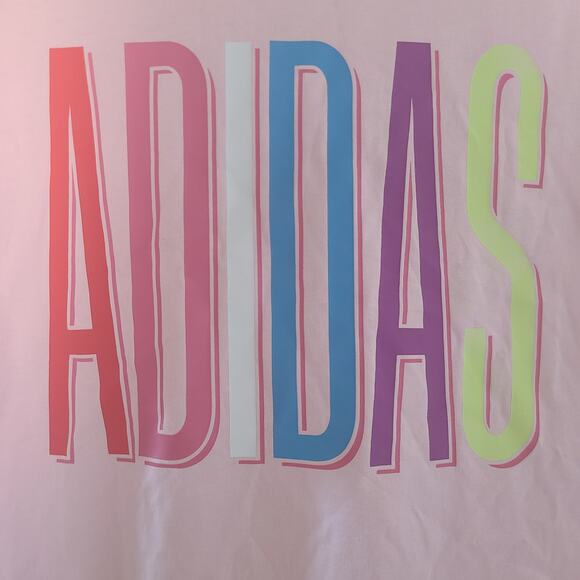 adidas Tops - Adidas Pink Graphic Logo T Shirt Womens XL Cotton Short Sleeve Tee